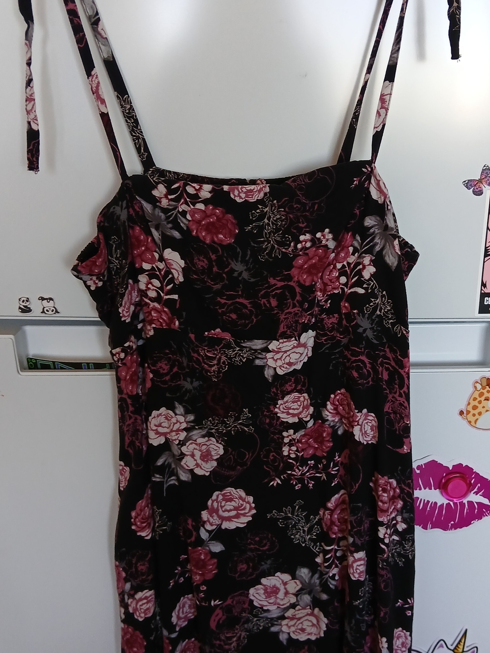 Hot Topic Black Floral Mini Dress with Pink and White Roses